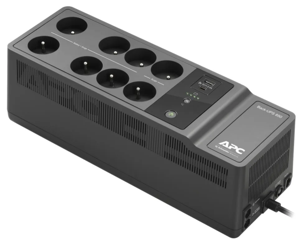 APC Back-UPS BE850G2-FR - UPS - AC 220/230 V - 520 watt - 850 VA - USB - výstupní konektory: 8 - Francie, Belgie - černá