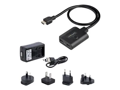Startech 2-Port HDMI Splitter, 4K 60Hz HDMI 2.0 Video, 4K HDMI Splitter 1 In 2 Out, 1x2 HDMI Display/Output Splitter, HDR/HDCP - 20in (50cm) Built-in HDMI Cable, Powered via USB or Included Power Supply (HDMI-SPLITTER-4K60UP) - Rozdělovač video / audio -