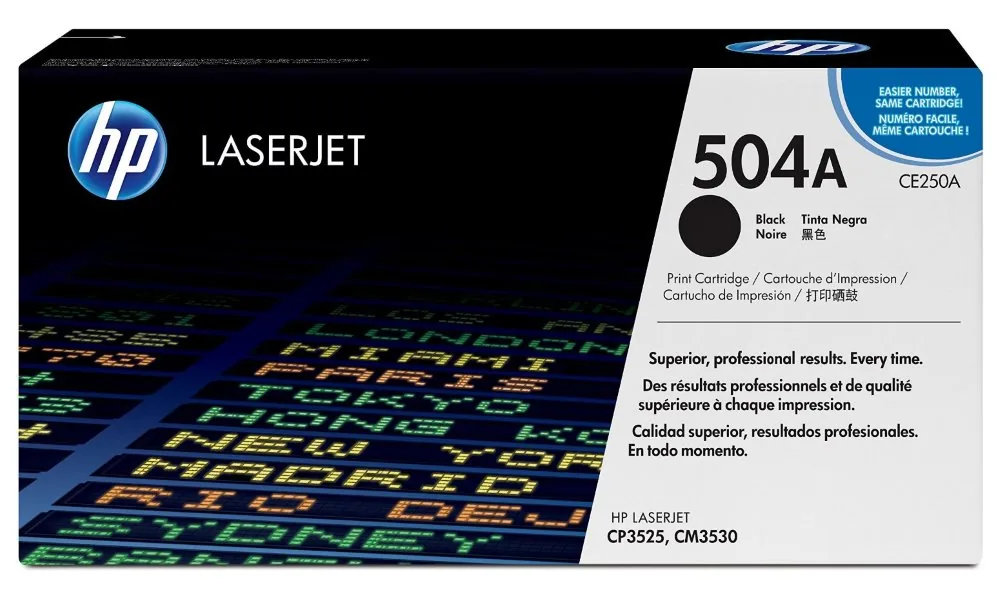 HP 504A - Černá - originální - LaserJet - kazeta s barvivem (CE250A) - pro Color LaserJet CM3530 MFP, CM3530fs MFP, CP3525, CP3525dn, CP3525n, CP3525x