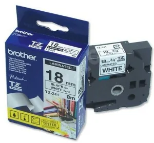 Brother TZe-241 - Standardní lepidlo - černá na bílé - Role (1,8 cm x 8 m) 1 kazeta/y lamino páska - pro Brother PT-D600; P-Touch PT-18, 2470, 3600, D450, D800, E500, E550, H101, H500, P750, P900