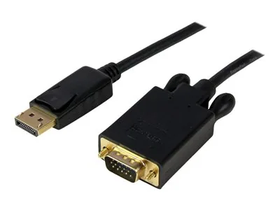 StarTech 10 ft DisplayPort to VGA Adapter Cable - DP to VGA Video Converter - Active DisplayPort to VGA Cable for PC 1920x1200 - Black (DP2VGAMM10B) - Kabel DisplayPort - DisplayPort (M) do HD-15 (VGA) (M) - 3.05 m - opatrený západkou - cerná