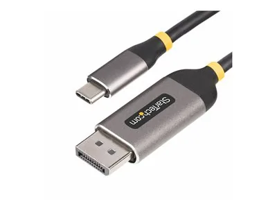 StarTech 10ft (3m) USB-C to DisplayPort Adapter Cable, 8K 60Hz - Kabel adaptéru - USB-C (M) do DisplayPort (M) s jazýčkem - USB4 / Thunderbolt 3 / Thunderbolt 4 / DisplayPort 1.4 - 3 m - podpora 8K60Hz, podpora 4K144Hz - šedá, černá