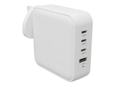 Targus HyperJuice - Síťový adaptér - GaN - 100 Wh - QC 3.0, Power Delivery 3.0 + PPS - 4 výstupní konektory (USB, 3 x USB-C) - bílá