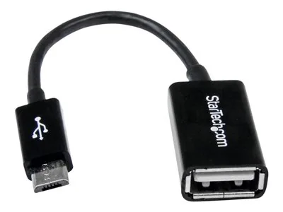 StarTech 5in Micro USB to USB OTG Host Adapter - Micro USB Male to USB A Female On-The-GO Host Cable Adapter (UUSBOTG) - USB adaptér - USB (F) do Micro USB typ B (M) - USB 2.0 OTG - 12.7 cm - černá - pro P/N: ST4300U3C1, ST4300U3C1B