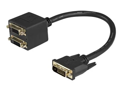 Startech 1 ft DVI-D to 2x DVI-D Digital Video Splitter Cable - M/F (DVISPL1DD) - Video rozdělovač - dva spoje - DVI-D se zdířkami (female) do DVI-D s piny (male) - 30.5 cm - odstíněný - černá - pro P/N: DVIDDMM1, DVIDDMM10M, DVIDDMM25, DVIDDMM2M, DVIDDMM3