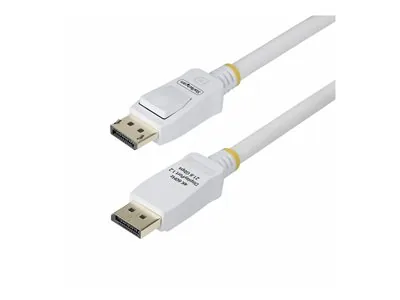 StarTech 10ft White VESA Certified DisplayPort 1.2 Cable with Latches - Kabel DisplayPort - DisplayPort (M) s jazýckem do DisplayPort (M) s jazýckem - DisplayPort 1.2 - 3 m - neobsahuje halogen, pasivní, podpora 4K60Hz, podpora 1080p 240Hz, podpora 2K144H