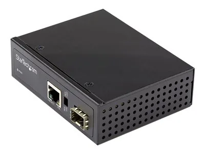Startech PoE+ Industrial Fiber to Ethernet Media Converter 60W, SFP to RJ45, Singlemode/Multimode Fiber to Copper Gigabit Ethernet, Compact, IP-30/ -40 to +75C, PoE+ Media Converter - Fiber Media Converter (IMC1GSFP60W) - Konvertor médií s optickými vlákn