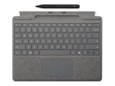 Microsoft Surface Pro Keyboard - Klávesnice - s trackpad, akcelerometr, zásobník pro nabíjení a skladování Surface Slim Pen 2 - QWERTY - anglická - platina - s Slim Pen 2 - pro Microsoft Surface Pro 8, Pro 8 for Business, Pro 9, Pro 9 for Business, Pro 10