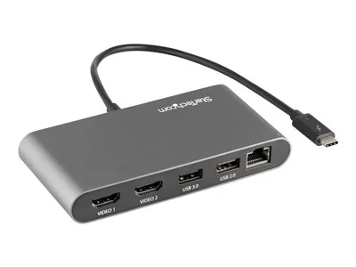 Startech Thunderbolt 3 Mini Dock - Portable Dual Monitor w/HDMI 4K 60Hz - 2X USB-A Hub (3.2/2.0), GbE - 28cm Cable - TB3 Multiport Adapter - Mac/Windows - Upgraded Version of TB3DKM2HD (TB3DKMHDL) - Dokovací stanice - Thunderbolt 3 - 2 x HDMI - 1GbE