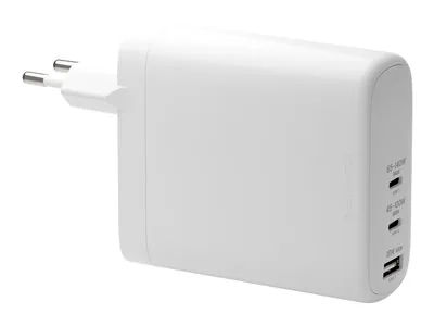 dbramante1928 re-charge - Síťový adaptér - 140 watt - napájení Power Delivery 3.1 - 3 výstupní konektory (USB-C, USB) - bílá - Evropa