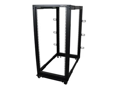 Startech 25U 19" Open Frame Server Rack, 4 Post Adjustable Depth 22-40" Mobile, Free Standing Rolling Network/Computer Equipment Data Rack, Dell PowerEdge, HP ProLiant ThinkServer - Adjustable Server Rack (4POSTRACK25U) - Rozvaděč stojanový open frame - č