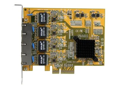 Startech 4 Port Gigabit NIC PCIe Network Card - Quad Port Adapter (ST1000SPEX43) - Síťový adaptér - PCIe - Gigabit Ethernet x 4 - žlutá