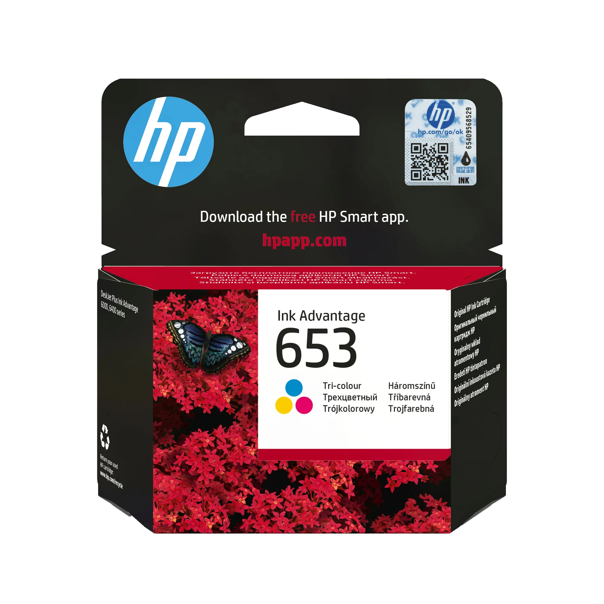 HP 653 - 5 ml - barva (azurová, purpurová, žlutá) - originální - Ink Advantage - inkoustová cartridge - pro DeskJet Plus Ink Advantage 6075, Ink Advantage 6475, Ink Advantage 6475 All-in-On