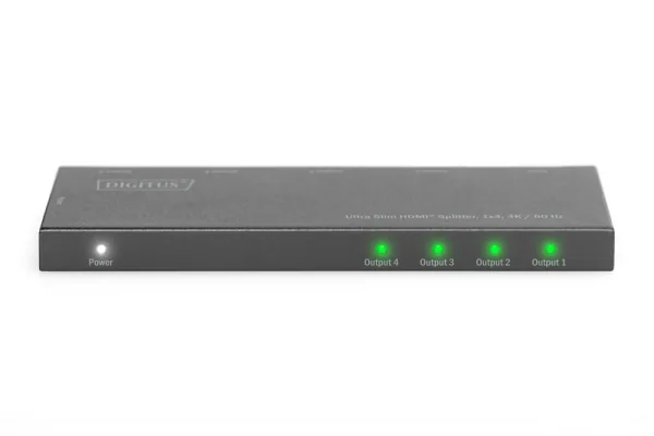 Digitus Ultra tenký HDMI Rozbočovač, 1x4, 4K / 60Hz HDR, HDCP 2.2, 18 Gbps, Micro USB napájeno