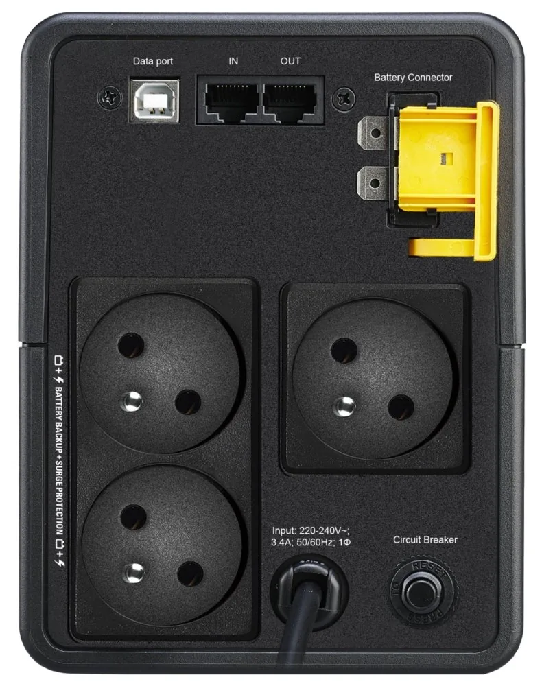 APC Back-UPS BX Series BX750MI-FR - UPS - AC 230 V - 410 watt - 750 VA - 9 Ah - USB - výstupní konektory: 3 - černá