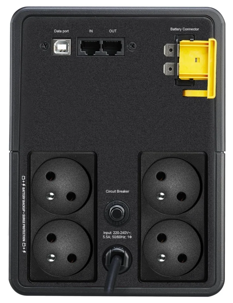 APC Back-UPS BX Series BX1200MI-FR - UPS - AC 230 V - 650 watt - 1200 VA - 9 Ah - USB - výstupní konektory: 4 - černá