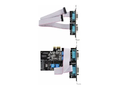 Startech 4-Port Serial PCIe Card, Quad-Port PCI Express to RS232/RS422/RS485 (DB9) Serial Card, Low-Profile Bracket Incl., 16C1050 UART, TAA-Compliant, For Windows/Linux, TAA Compliant - Level-4 ESD Protection (PS74ADF-SERIAL-CARD) - Sériový adaptér - PCI