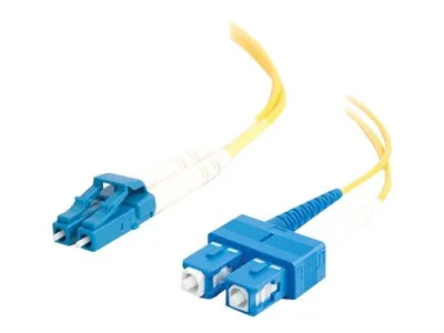 C2G LC-SC 9/125 OS1 Duplex Singlemode PVC Fiber Optic Cable (LSZH) - Patch kabel - jednoduchý režim SC (M) do jednoduchý režim LC (M) - 5 m - 5 m - optické vlákno - duplex - 9 / 125 mikron - OS1 - neobsahuje halogen - žlutá