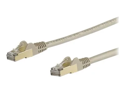 Startech 1m CAT6A Ethernet Cable, 10 Gigabit Shielded Snagless RJ45 100W PoE Patch Cord, CAT 6A 10GbE STP Network Cable w/Strain Relief, Grey, UL Certified Wiring/TIA - Category 6A - 26AWG (6ASPAT1MGR) - Patch kabel - RJ-45 (M) do RJ-45 (M) - 1 m - STP -