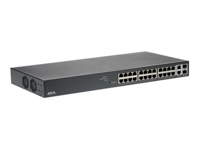 Axis T8524 PoE+ Network Switch - Přepínač - řízený - 24 x 10/100/1000 (PoE+) + 2 x combo Gigabit SFP (uplink) - desktop, Lze montovat do rozvaděče - PoE+ (370 W) - pro AXIS A1610, C1410, D3110, M3067, P1385, P1455, W400; Camera Station S1216, S1232, S1296