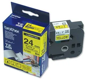 Brother TZe-651 - Samolepicí - černá na žluté - Role (2,4 cm x 8 m) 1 kazeta/y lamino páska - pro P-Touch PT-1400, 1600, 1650, 2310, 2400, 2430, 2600, 2610, 2700, 2710, 3600, 550, 9600