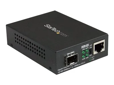 Startech Multimode / Single Mode Fiber Media Converter - Open SFP Slot - 10/100/1000Mbps RJ45 Port - LFP Supported - IEEE 802.1q Tag VLAN - (MCM1110SFP) - Konvertor médií s optickými vlákny - 1GbE - 10Base-T, 1000Base-LX, 1000Base-SX, 100Base-TX, 1000Base