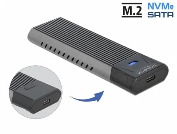 Delock External USB Type-C Combo Enclosure for M.2 NVMe PCIe or SATA SSD - Kryt úložiště - M.2 - M.2 NVMe Card / SATA 10Gb/s - USB 3.2 (Gen 2)