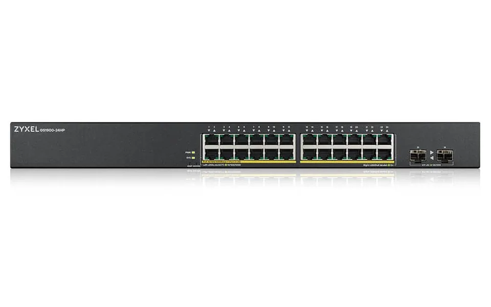 Zyxel GS1900-24HPv2 - Přepínač - inteligentní - 24 x 10/100/1000 (PoE) + 2 x 10/100/1000 - Lze montovat do rozvaděče, pro připevnění na zeď - PoE (170 W)