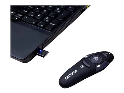 DICOTA Pin Point Wireless Laser Pointer - Ukazovátko projektoru - bezdrátový - bezdrátový přijímač USB - černá