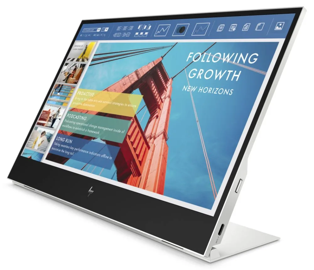 HP E14 G4 Portable - LED monitor - 14" - přenosný - 1920 x 1080 Full HD (1080p) @ 60 Hz - IPS - 400 cd/m? - 800:1 - 5 ms - 2xUSB-C - stříbrný stojan