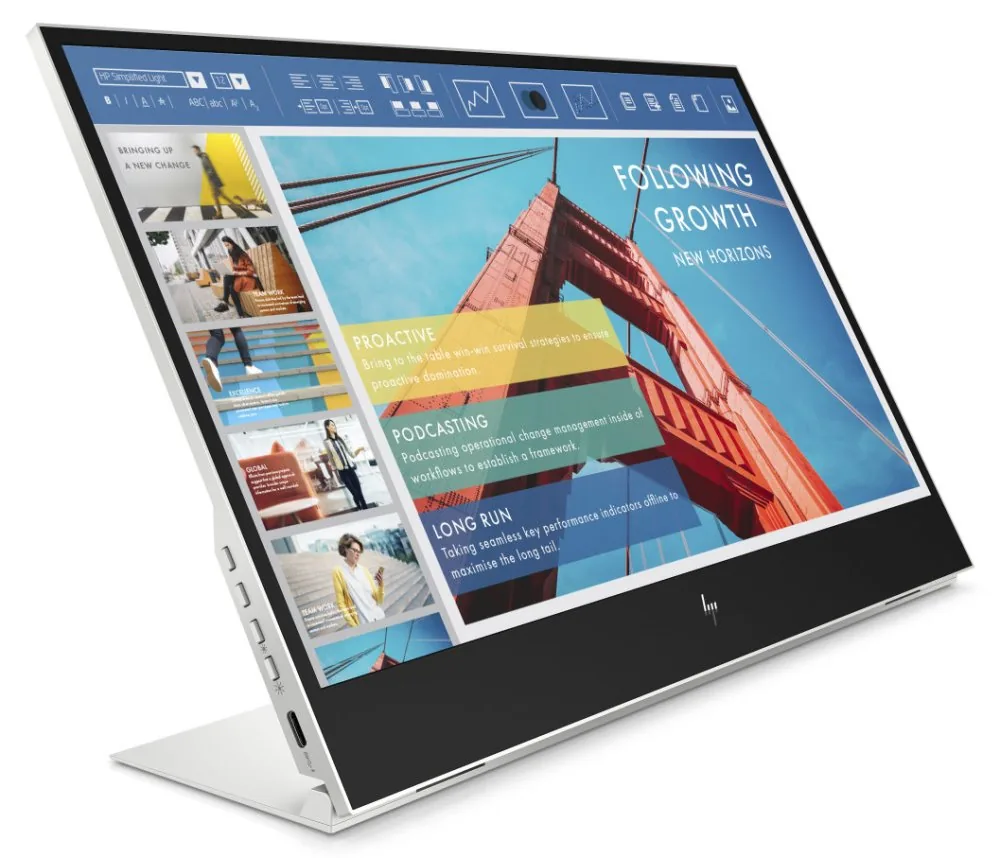 HP E14 G4 Portable - LED monitor - 14" - přenosný - 1920 x 1080 Full HD (1080p) @ 60 Hz - IPS - 400 cd/m? - 800:1 - 5 ms - 2xUSB-C - stříbrný stojan
