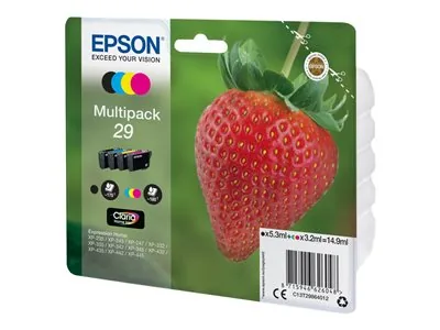 Epson 29 Multipack - 4-balení - 14.9 ml - černá, žlutá, azurová, purpurová - originální - blistr s RF / akustickým alarmem - inkoustová cartridge - pro Expression Home XP-235, 245, 247, 255, 332, 335, 342, 345, 432, 435, 442, 445, 455