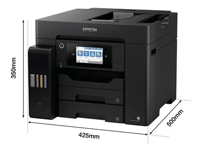 Epson EcoTank ET-5855 - Multifunkční tiskárna - barva - tryskový - ITS - A4/Legal (média) - až 25 stran/min. (tisk) - 550 listy - 33.6 Kbps - USB, LAN, Wi-Fi(ac) - černá