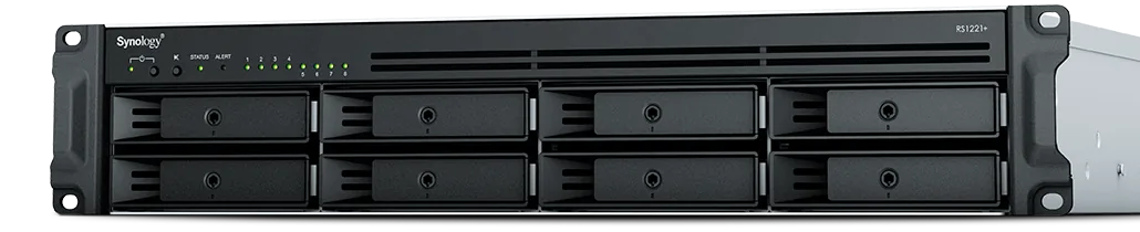 Synology RackStation RS1221RP+ - Server NAS - 8 zásuvky - k upevnění na regál - SATA 6Gb/s - RAID 0, 1, 5, 6, 10, JBOD, 5 blesk.záloha, rezervní disk 6 hot spare, 10 hot spare, 1 náhradní jednotka - RAM 4 GB - Gigabit Ethernet - iSCSI podpora - 2U