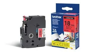 Brother TZe-441 - Standardní lepidlo - černá na červené - Role (1,8 cm x 8 m) 1 kazeta/y lamino páska - pro Brother P-Touch Cube Plus PT-P710BT, PT-P710BTH; P-Touch EDGE PT-P750WVP and P-Touch.