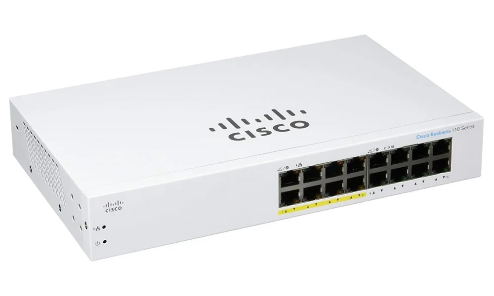 Cisco Business 110 Series 110-16PP - Přepínač - neřízený - 8 x 10/100/1000 (PoE) + 8 x 10/100/1000 - Lze montovat do rozvaděče, desktop, pro připevnění na zeď - PoE (64 W)
