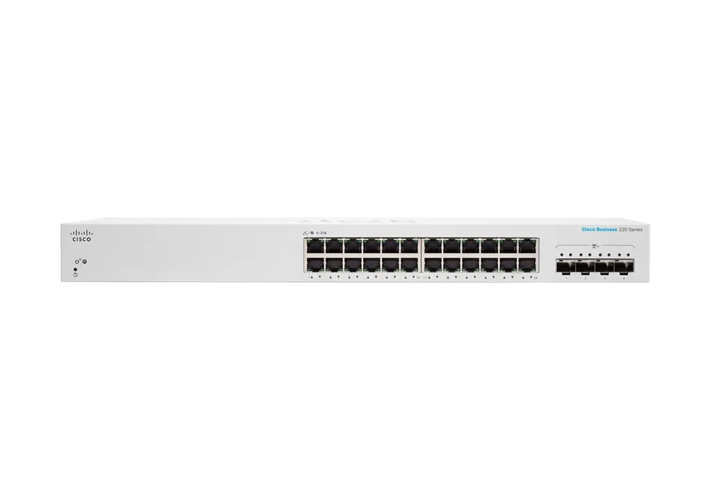 Cisco Business 220 Series CBS220-24T-4G - Přepínač - inteligentní - 24 x 10/100/1000 + 4 x Gigabit SFP (uplink) - Lze montovat do rozvaděče