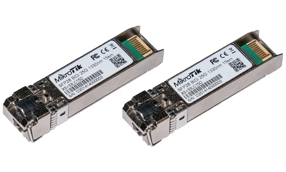 MikroTik XS+2733LC15D, SM, 15km, 1/10/25G, 1270nm + 1330nm, pár modulů