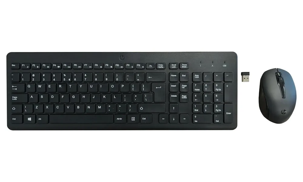 HP 330 Sada klávesnice bezdrátová US, černá s bezdrátovou optickou myší, AAA, klasická, 2.4 [GHz]