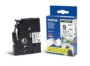 Brother TZe-FX221 - Lepidlo - černá na bílé - Role (0,9 cm x 8 m) 1 kazeta/y flexibilní ID páska - pro Brother DCP-T310, T520; InkBenefit Plus DCP-T310; P-Touch PT-D200, E550, H105, P300, P750