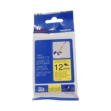 Brother TZe-FX631 - Černá na žluté - Role (1,2 cm x 8 m) 1 kazeta/y flexibilní ID páska - pro Brother PT-D210, D600, H110; P-Touch PT-1005, D200, D410, D450, D460, D610, E550, P300