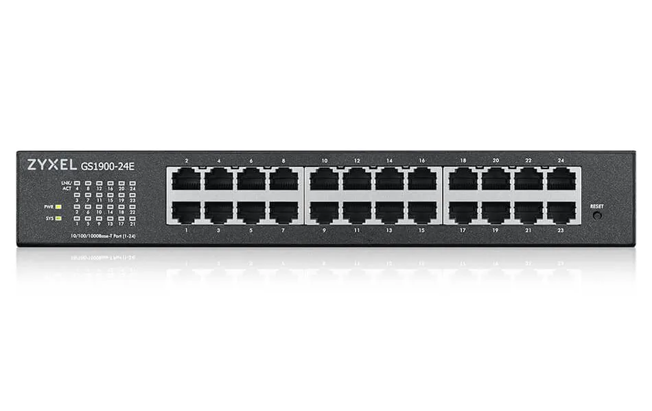 Zyxel GS1900 Series GS1900-24E - Přepínač - inteligentní - 24 x 10/100/1000 - Lze montovat do rozvaděče, pro připevnění na zeď - pro USG Flex 100