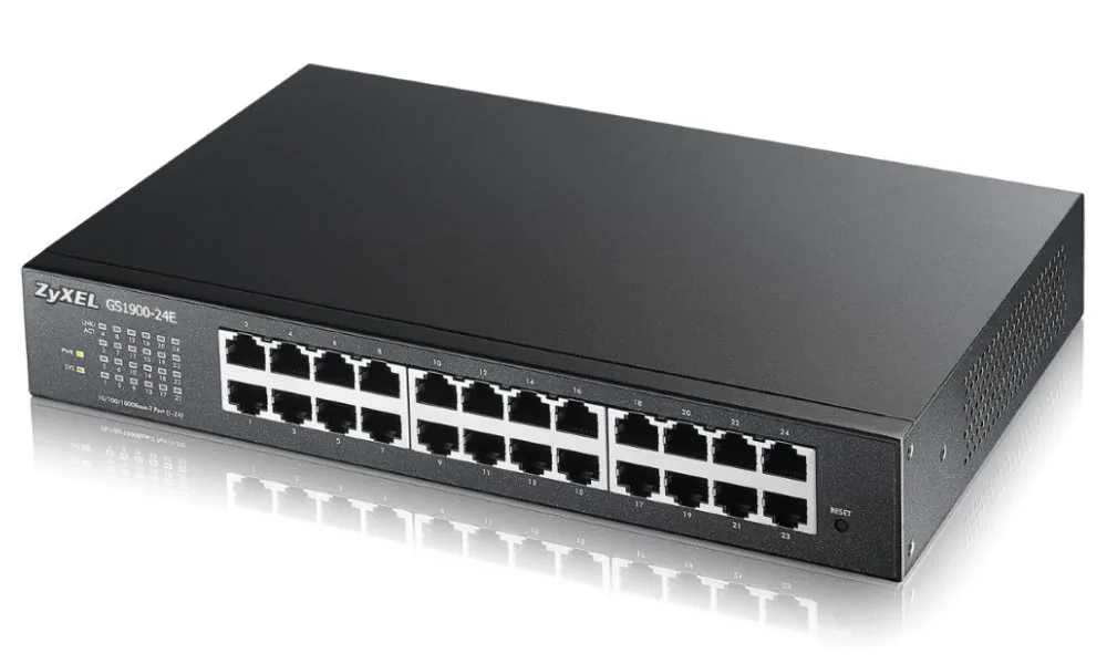 Zyxel GS1900 Series GS1900-24E - Přepínač - inteligentní - 24 x 10/100/1000 - Lze montovat do rozvaděče, pro připevnění na zeď - pro USG Flex 100