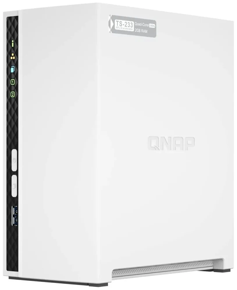 QNAP TS-233 (4core 2,0GHz + NPU, 2GB DDR4 RAM, 2x SATA, 1x GbE, 1x USB 2.0, 1x USB 3.2)