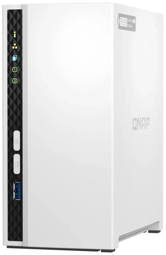 QNAP TS-233 (4core 2,0GHz + NPU, 2GB DDR4 RAM, 2x SATA, 1x GbE, 1x USB 2.0, 1x USB 3.2)