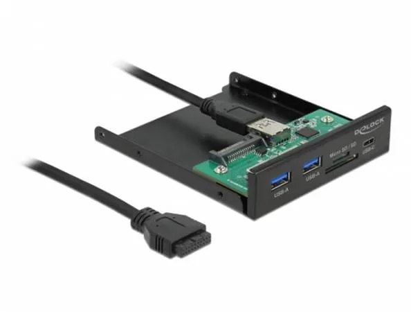 Delock 3.5” USB 3.2 Gen 1 přední panel 1 x USB Type-C + 2 x USB Typu-A + SD a slot Micro SD - poškozený obal