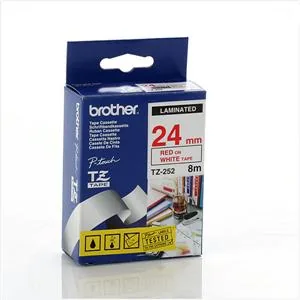 Brother TZe-252 - Standardní lepidlo - červená na bílé - Role (2,4 cm x 8 m) 1 kazeta/y lamino páska - pro Brother PT-D600; P-Touch PT-2430, 3600, 7600, 9800, D800, E500, E550, H500, P750, P900