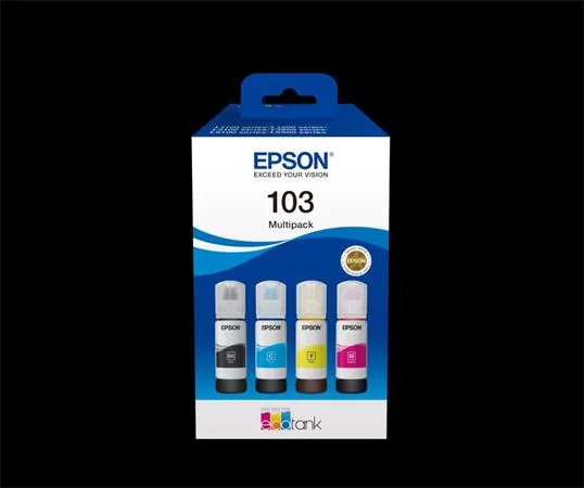 Epson 103 Multipack - 4-balení - černá, azurová, purpurová, žlutá - originální - doplnění inkoustu - pro Epson L1210, L3210, L3211, L3256, L3260, L3266; EcoTank L11050, L1250, L3210, L3250, L3260