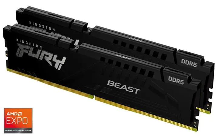 Kingston FURY Beast - DDR5 - sada - 32 GB: 2 x 16 GB - DIMM 288-pin - 5600 MT/s / PC5-44800 - CL36 - 1.25 V - bez vyrovnávací paměti - on-die ECC - černá