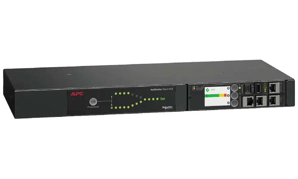 APC NetShelter - Automatický převodový spínač (k montáži na regál) - AC 207-253 V - 2000 VA - 1 fáze - Ethernet 10/100/1000, USB - výstupní konektory: 12 - 1U - černá